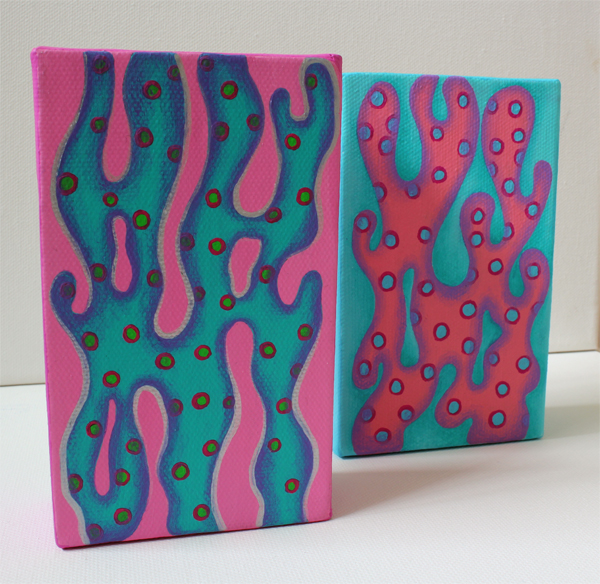 Sea Weed I and II: acrylic on 3x5 canvas